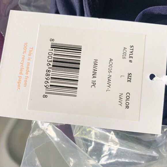 Andie Swim Havana One Piece Swimsuit Women's Size L Navy Blue NWT Classic Modest - Picture 9 of 9